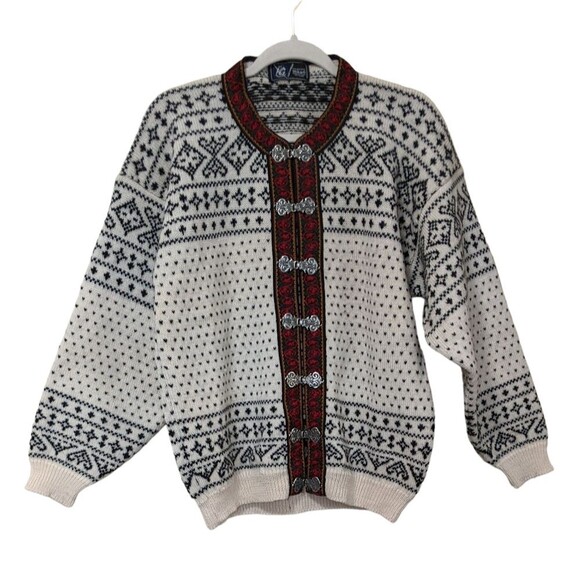 ET KG Norwegian Sweaters - ET KG Norwegian Icelandic fisherman Faire Isle sweater cardigan